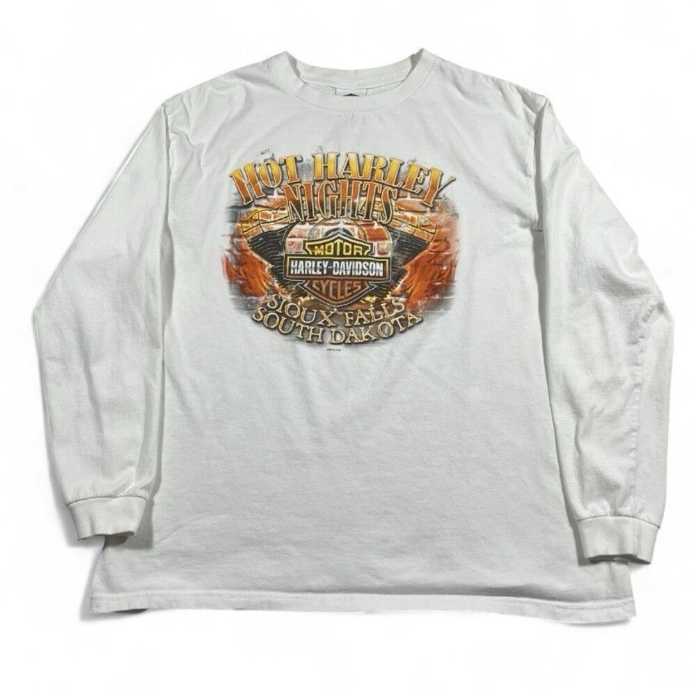 Harley-Davidson Hot Harley Nights Sioux Falls SD Long Sleeve T-Shirt XL White